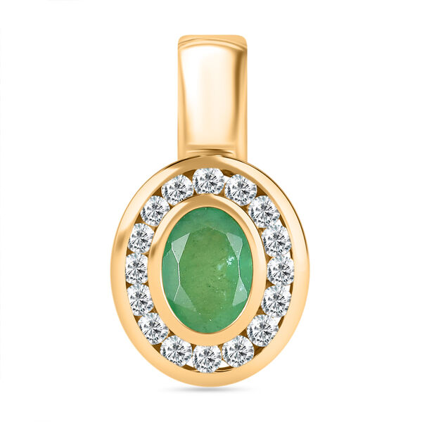 Kagem sambischer Smaragd und Zirkon-Anh&auml;nger - 1,24 ct.