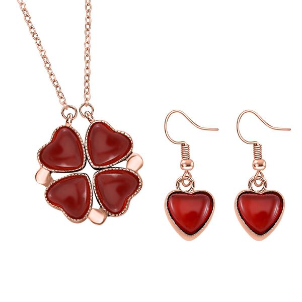 Rotes Achat und rotes Kristall 2-Wege-Schmuckset