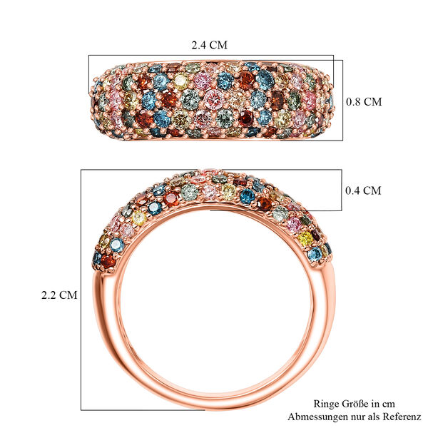 LUXURIANT DIAMOND - Lab Grown Mehrfarbig Diamant SI, Lab Grown Gr&uuml;ner Diamant Ring 925 Silber 750 Ros&eacute;gold Vermeil (Gr&ouml;&szlig;e 20.00) ca. 1.50 ct image number 6