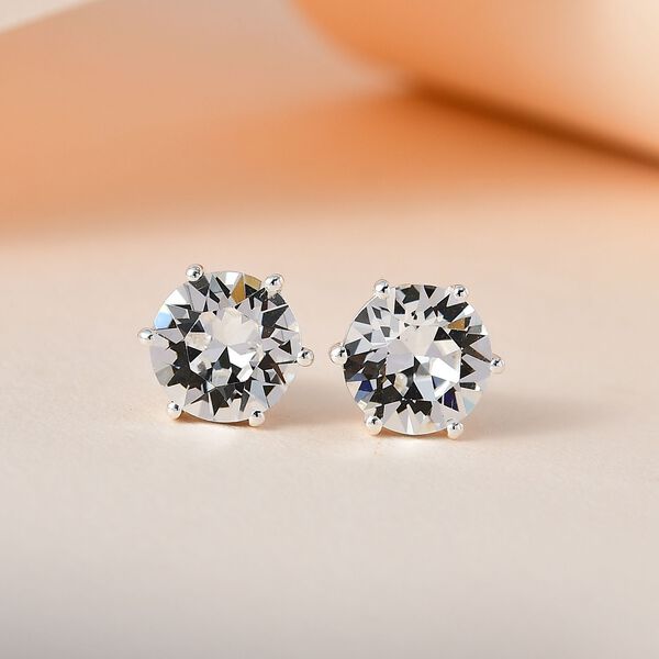 Weißer Kristall Ohrringe, 925 Silber image number 2