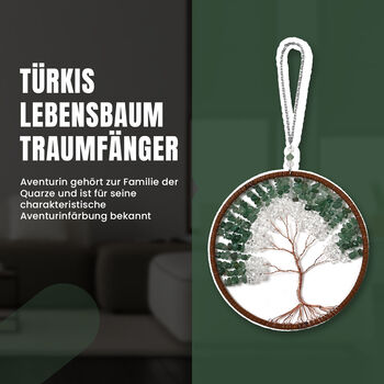 Handgefertigter Traumf&auml;nger mit gr&uuml;nem Aventurin aus Kupferdraht, 16 cm, Gr&uuml;n