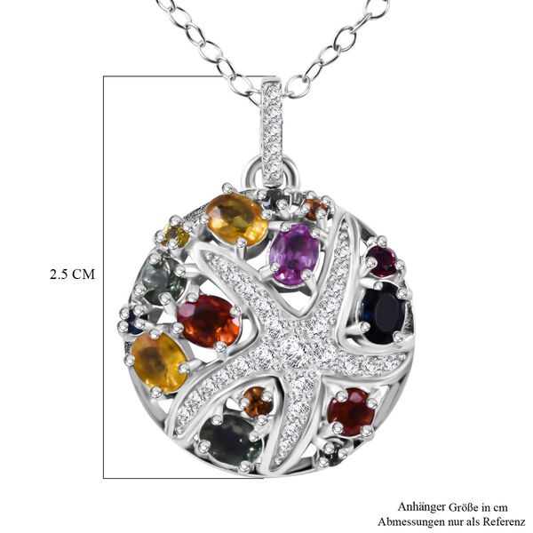 Mehrfarbiger Saphir Anh&auml;nger mit Kette ca. 50 cm, 925 Silber rhodiniert, ca. 2.44 ct image number 5