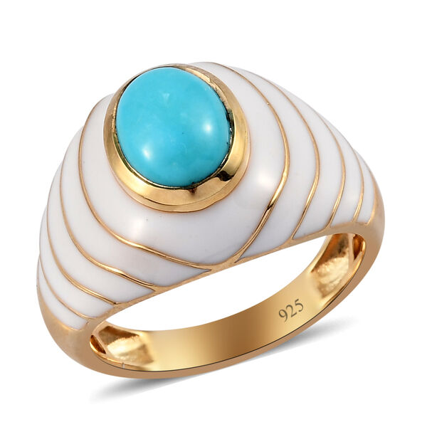 Natürlicher Sleeping Beauty Türkis Solitär Ring 925 Silber Vermeil image number 5
