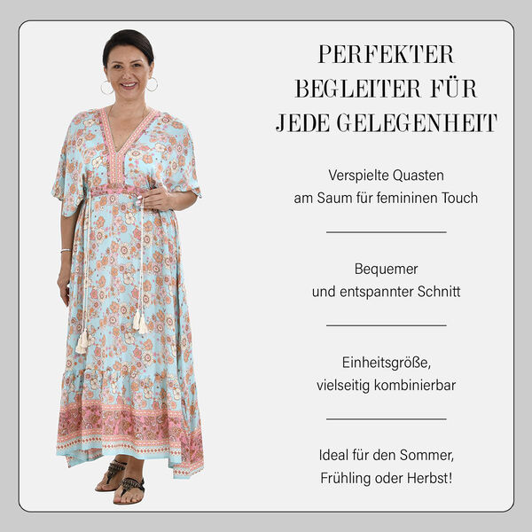Boho-Chic Maxikleid mit Quasten, Einheitsgröße, pink image number 4