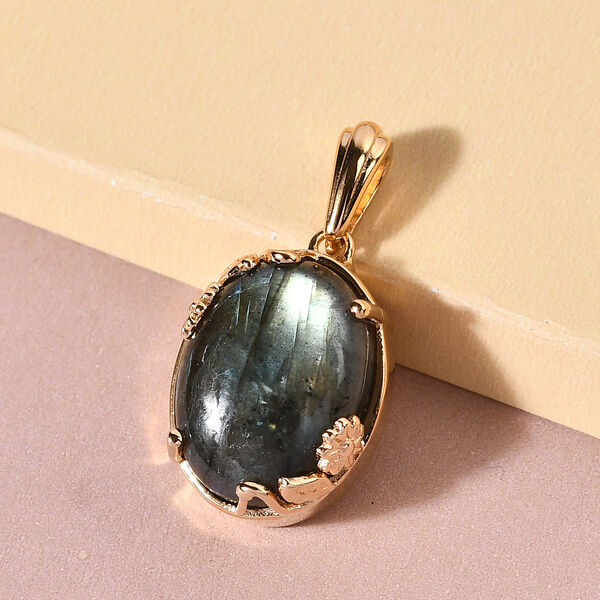 Labradorit Anh&auml;nger 950 Kupfer Ionenbeschichtetes Gold Platin ca. 10,35 ct image number 3