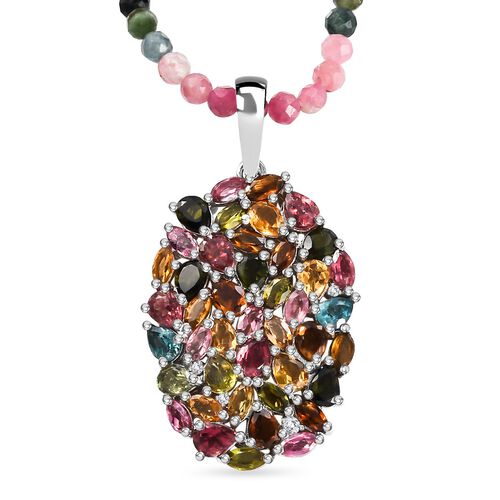 Multi-Turmalin und Zirkon Anhänger mit 50cm Kette - 39,67 ct. image number 0