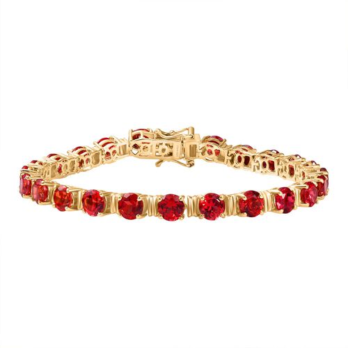 D'Joy Lab Created Padparadscha-Saphir Armband ca. 20 cm 925 Silber 750 Gelbgold Vermeil ca. 28,36 ct. image number 0