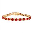 D'Joy Lab Created Padparadscha-Saphir Armband ca. 20 cm 925 Silber 750 Gelbgold Vermeil ca. 28,36 ct.