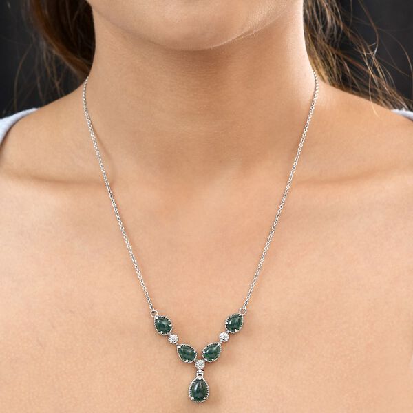 Gr&uuml;nes Aventurin-Collier, ca. 45 cm, Edelstahl ca. 8.76 ct image number 3