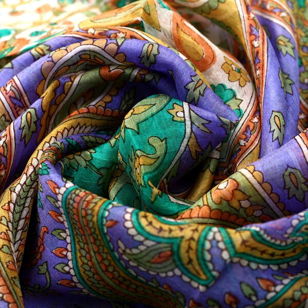 100% satin-Seidenschal, bedruckt mit Kartenmuster, 50x160cm, Gr&uuml;n image number 6