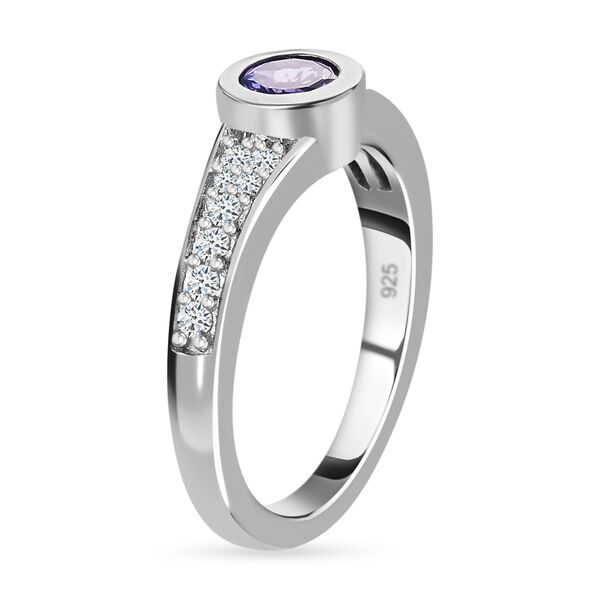 Tanzanite und Zirkon Ring 925 Silber Platin-Überzug image number 5