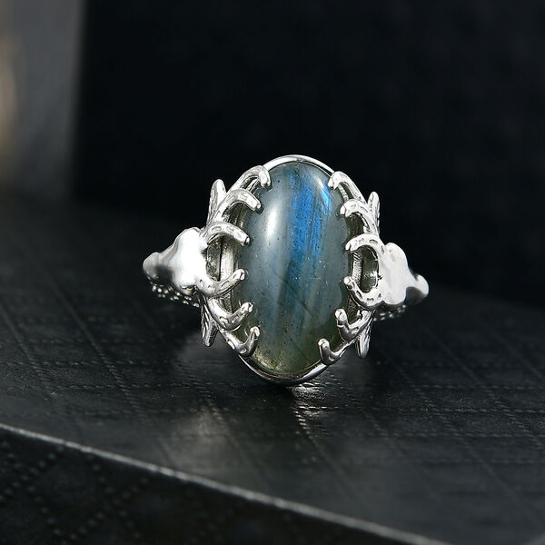 DER RENTIER RING D'Joy AAA Labradorit Ring 925 Silber rhodiniert (Gr&ouml;&szlig;e 19.00) ca. 8.00 ct image number 2