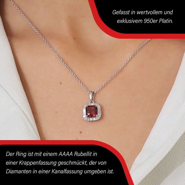 RHAPSODY AAAA Rubellit und VS EF Diamant Anh&auml;nger in 950 Platin - 2,24 ct. image number 3