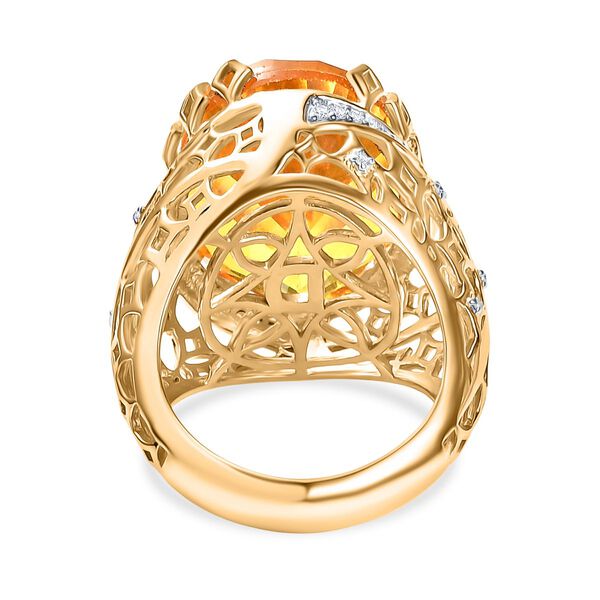 D'Joy Sphaleros Quarz, Moissanit Ring 925 Silber 750 Gelbgold Vermeil (Größe 17.00) ca. 19.62 ct image number 5