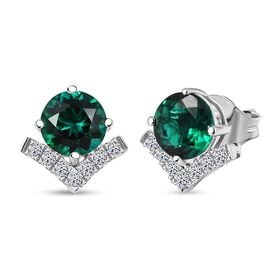 AAA Lab Created Smaragd, Lab Grown Diamant Ohrringe 417 Gold ca. 4,20 ct.