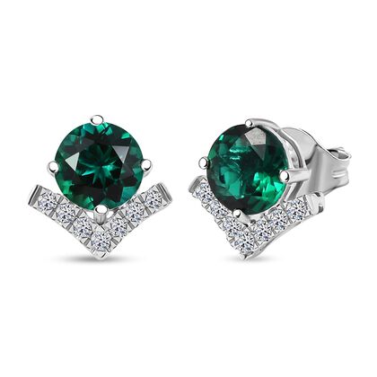 AAA Lab Grown Smaragd, Lab Grown Diamant Ohrringe 417 Gold ca. 4.20 ct