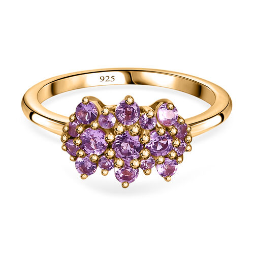 Lila Saphir Cluster Ring, 925 Silber vergoldet, 0,83 ct. image number 0