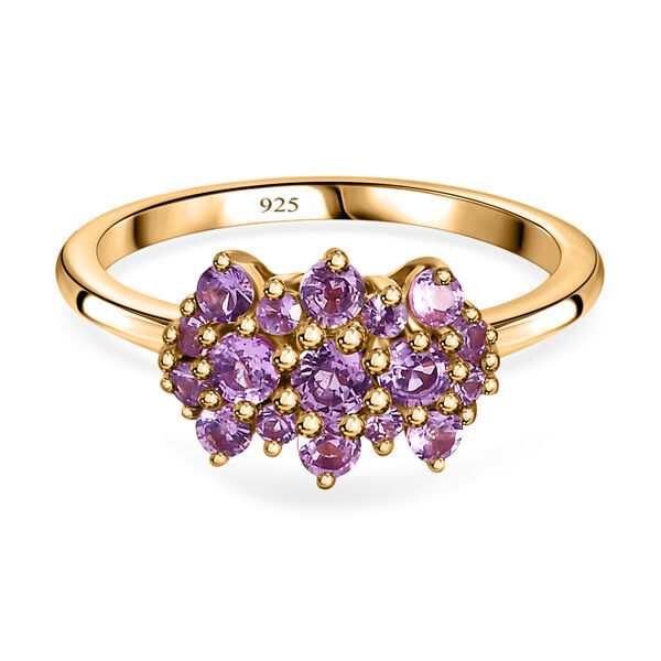 Lila Saphir Cluster Ring, 925 Silber vergoldet, 0,83 ct. image number 0