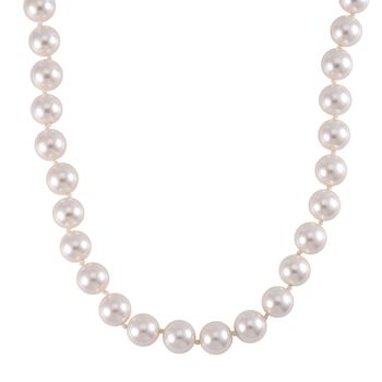 Wei&szlig;e Muschelkernperle Halskette ca. 50 cm Reiner Edelstahl