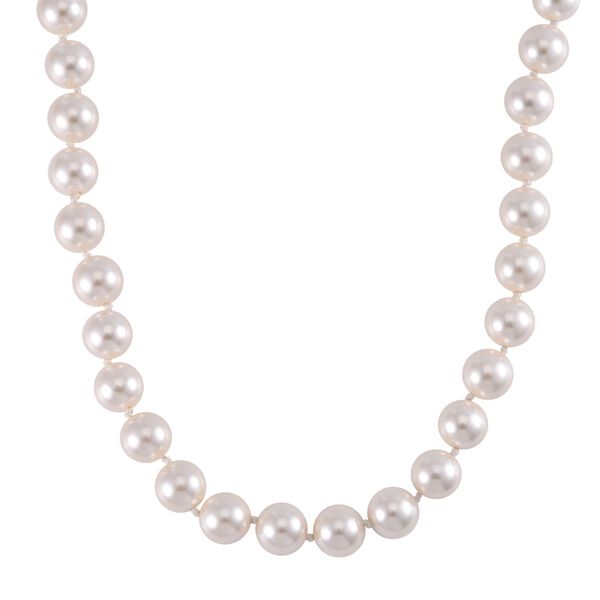 Wei&szlig;e Muschelkernperle Halskette ca. 50 cm Reiner Edelstahl