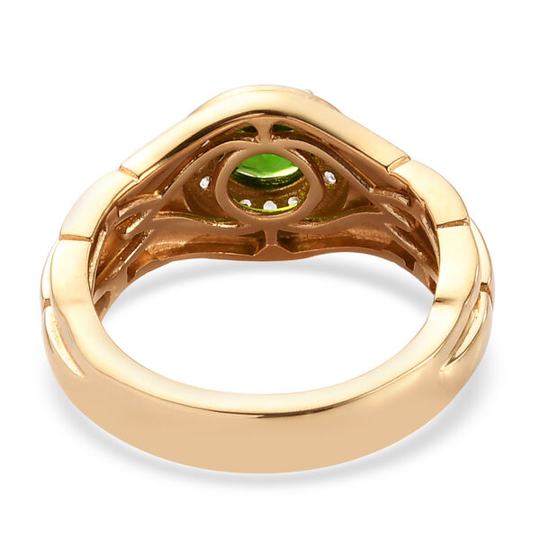 Nat&uuml;rlicher Chromdiopsid und Zirkon Ring 925 Silber vergoldet  ca. 0,91 ct image number 6