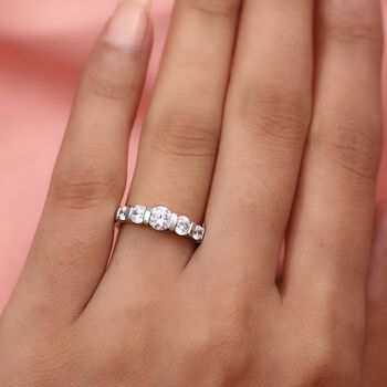 LUSTRO STELLA Hergestellt mit ZIRKONIA Ring 925 Silber Platin-&Uuml;berzug (Gr&ouml;&szlig;e 16.00) ca. 2,16 ct