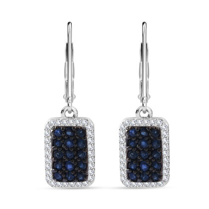 AA Blauer Saphir Ohrringe 925 Silber rhodiniert ca. 2.15 ct