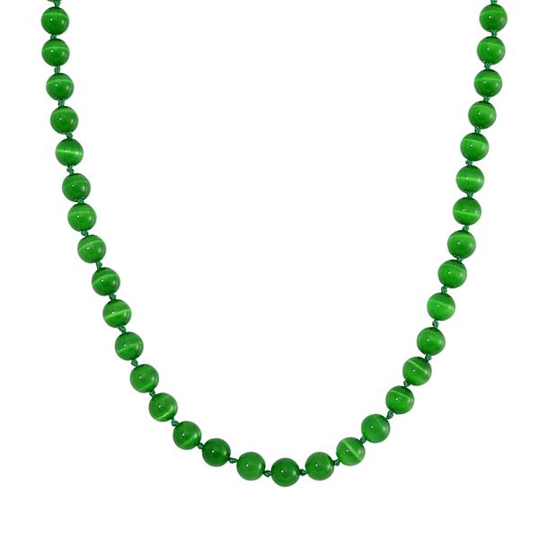 Grüne Katzenaugen Halskette mit Chatoyance-Effekt, 50 cm image number 0