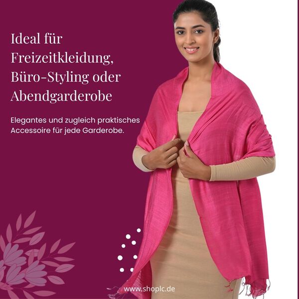 Modischer Schal aus 40% Seide und 60% Leinen, 70x200 cm, Rosa image number 3