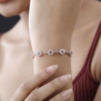 Lila Spinell, wei&szlig;er Zirkon Armband, ca. 19 cm 925 Silber ros&eacute;vergoldet ca. 5.71 ct