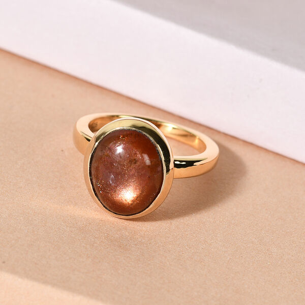 Sonnenstein Ring, 925 Silber vergoldet  ca. 4,85 ct image number 2