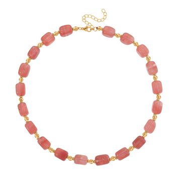 Kirsche Quarz Halskette, ca. 45cm mit 5cm extender, vergoldet, ca. 300.00 ct
