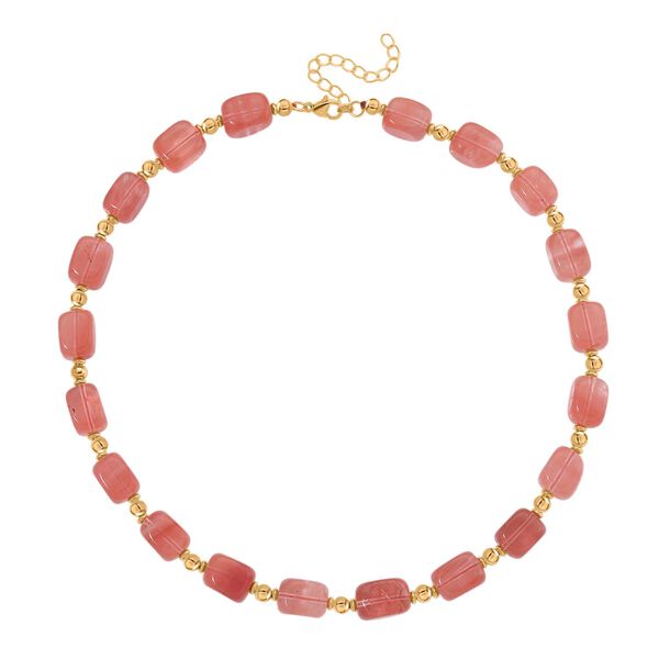 Kirsche Quarz Halskette, ca. 45cm mit 5cm extender, vergoldet, ca. 300.00 ct image number 3
