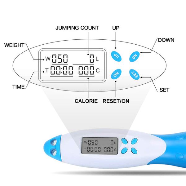 Elektronisches Zähl-Springseil, Blau und weiß image number 2