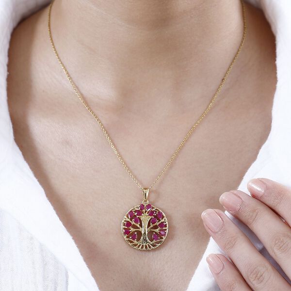 Montepuez-Rubin Anhänger 925 Silber 750 Gelbgold Vermeil ca. 2,90 ct. image number 3