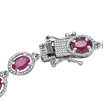 Afrikanischer Rubin (Fissure gef&uuml;llt) Armband ca. 19 cm 925 Silber platiniert ca. 11.50 ct