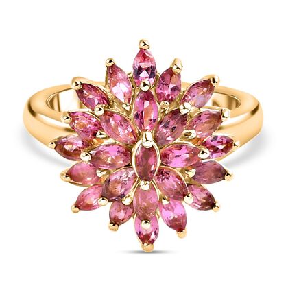 AA Rubellit Ring, 925 Silber Gelbgold Vermeil (Gr&ouml;&szlig;e 20.00) ca. 2.00 ct