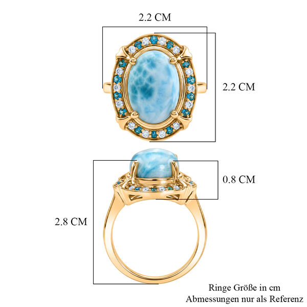 D'Joy Larimar, Neon Apatit Ring 925 Silber 750 Gelbgold vermeil (Gr&ouml;&szlig;e 20.00) ca. 8,04 ct image number 6