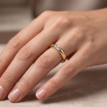 LUXURIANT VS-EF Labor Diamant Ring, 925 Silber 750 Gelbgold Vermeil - 0,15 ct.
