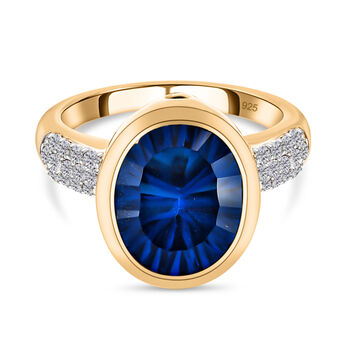 Ceylon Farbe Quarz und Zirkon-Ring, 925 Silber vergoldet (Gr&ouml;&szlig;e 16.00) ca. 5,11 ct