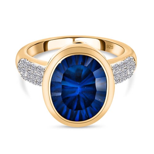 Ceylonfarbener Quarz und Zirkon-Ring, 925 Silber vergoldet - 5,11 ct.  image number 0