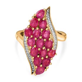 Afrikanischer Rubin (Fissure gefüllt) Ring, 925 Silber vergoldet (Größe 20.00) ca. 4.01 ct