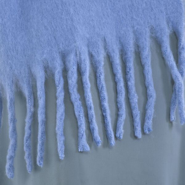Oversized Damen Winterschal mit Fransen, Blau image number 5