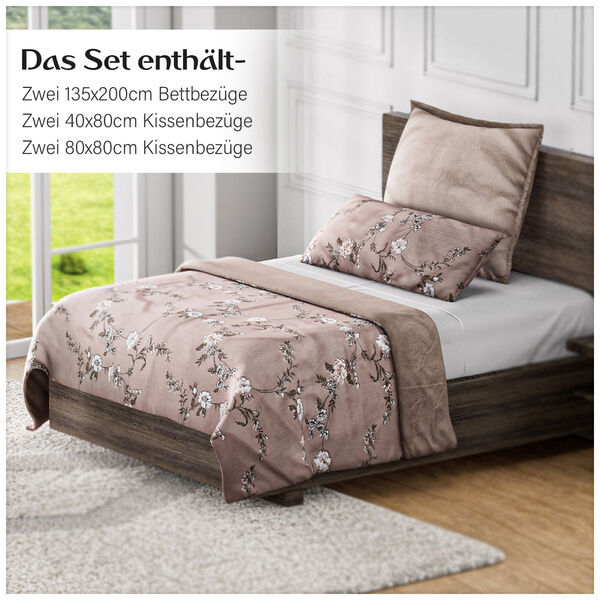 6-teiliges Set: antibakterielle, antiallergische Mikrofaser-Bettw&auml;sche, Herbst-Karamell image number 11