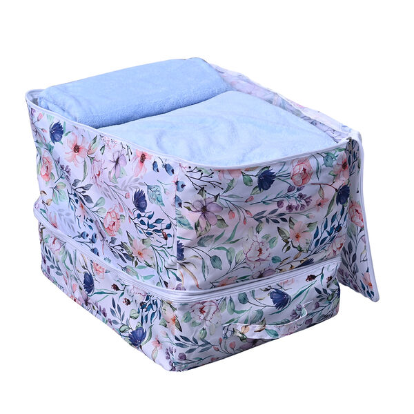 Serenity Night: 2-lagig Erweiterbare Aufbewahrungstasche, Blumenmuster, Gr&ouml;&szlig;e: 51x37x40 cm, Mehrfarbig image number 3