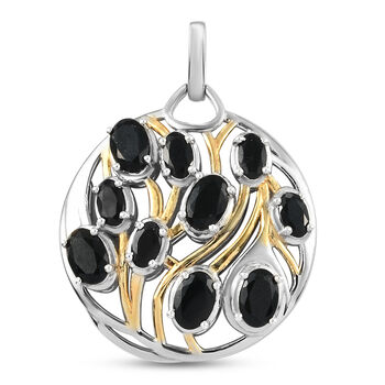 Schwarzer Turmalin Anh&auml;nger 925 Silber Bicolor ca. 3,42 ct
