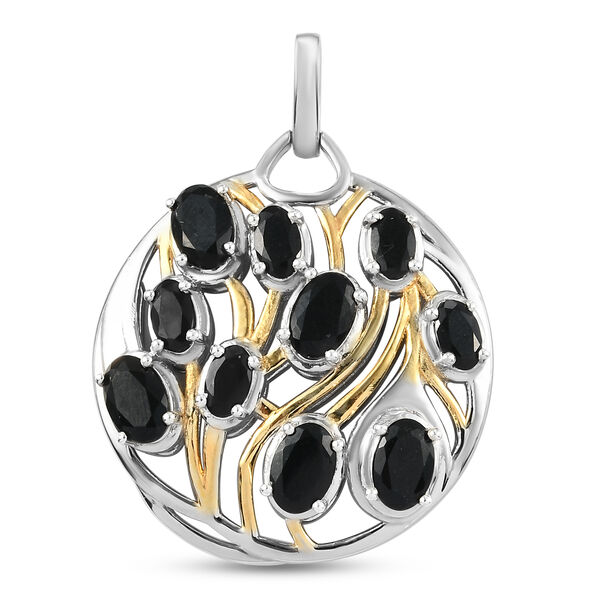 Schwarzer Turmalin Anh&auml;nger 925 Silber Bicolor ca. 3,42 ct