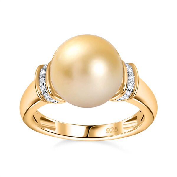 Goldener Südseeperlen- und Moissanit-Ring - 10,57 ct. image number 4