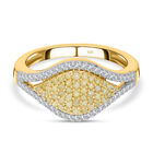 Natürlicher gelber Diamant Ring, 925 Silber Gelbgold Vermeil (Größe 20.00) ca. 0.50 ct