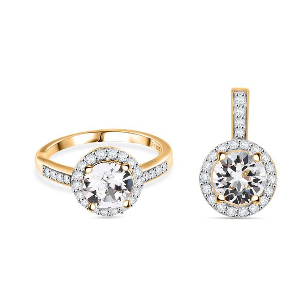 J Francis gefertigt mit SWAROVSKI- Swarovski Kristall Schmuckset, 925 Silber vergoldet